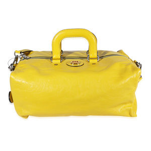 GUCCI Yellow Soft Crinkled Leather Convertible Backpack Satchel